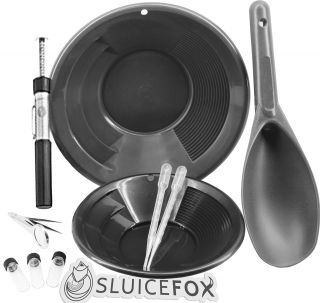 Sluice Fox 10 Piece Gold Panning Kit | Gold Pans | Vials | Magnetic Separator