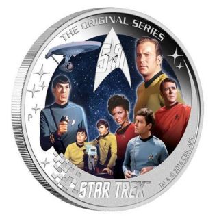 Star Trek: U.  S.  S.  Enterprise Ncc - 1701 Crew 2016 2oz Silver Proof Coin