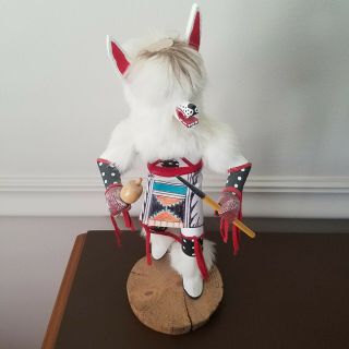 Handmade Native American Kachina Doll - White Wolf