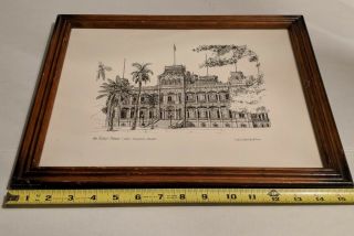 Vintage 1979 G.  E.  Geivett The Iolani Palace Framed Print Hawaii