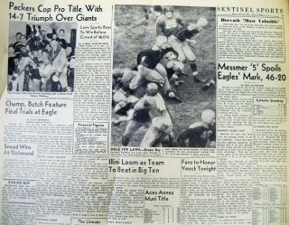 1944 newspaper GREEN BAY PACKERS win the NFL football CHAMPIONSHIP vs NY GIANTS 2