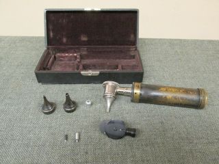 Antique Vtg Welch Allyn Otoscope Ophthalmoscope Set W/ Case Patent 1924