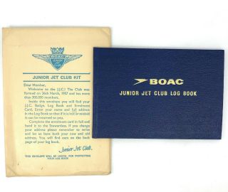 Boac Junior Jet Club Log Book W Envelope 1968 One Trip Logged Signed Pilot