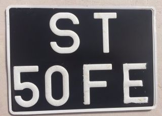 Cape Verde Africa License Plate " St 50 Fe " From The Island Of Santiago (st).