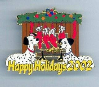 Disney 101 Dalmatians Pongo Perdita Puppies Holiday Fireplace Le100 Pin