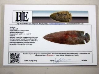 Fine Authentic 5 1/8  Collector Grade 10 Indiana Dovetail Point Arrowheads 6