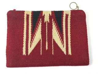 Vintage Red White Woven Native American Indian Pattern Purse Hand Bag Wallet