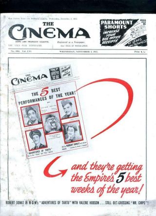 Betty Grable Disney Greer Garson Joan Fontaine " The Cinema Trade Mag 1943