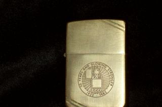 1932 - 1982 Commemorative Brass Zippo 50 Years & Glowing Stronger Lighter