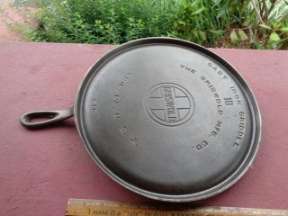 Early Griswold Cast Iron No 10 Handled Griddle Large Block Logo