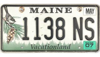 99 Cent 2007 Maine Chickadee License Plate 1138ns Natural Sticker Nr