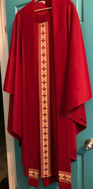 Gorgeous Catholic Priests Red Chasuble & Stole By C.  M.  Almy & Son