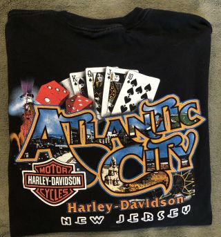 Harley Davidson Mens Atlantic City Jersey Xl Graphic T - Shirt Legend Rolls On