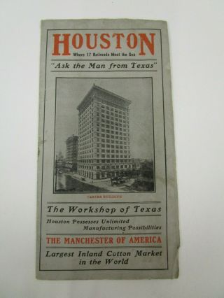 C1915 Houston,  Texas Souvenir Fold Out Brochure