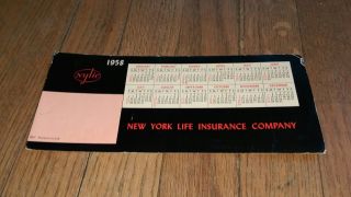 1958 Nylic York Life Insurance Company Calendar Sheet Vintage Ephemera Rare
