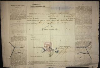 1868 China Indentured Slavery In Cuba Cuban Id Doc Issued To Chinese Colono