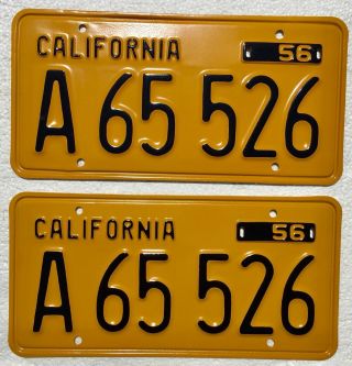 1956 - 62 California Truck License Plates Pair,  Dmv Clear,  Restored.