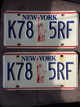 York " Statue Of Liberty " License Plate Pair K78 5rf Take A Look