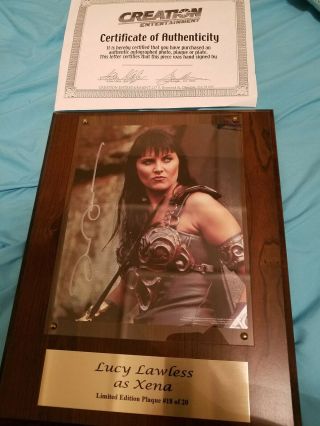 (18 Out Of 20) Lucy Lawless As Xena Limited Edition Plaque 18 Of 20 With C.  O.  A.