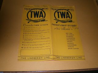 1935 Transcontinental Western Air,  Inc.  Twa The Lindbergh Line Airline Timetable