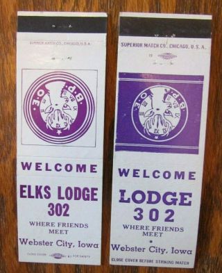 Fraternal: Elks Lodge No.  302 (webster City,  Iowa) (2 Different) - G9