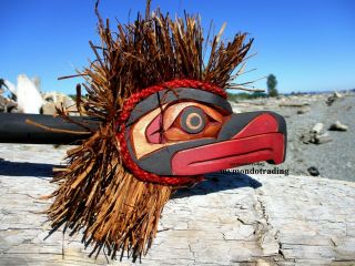 Northwest coast First Nations native wooden Art carved EAGLE Dance Rattle signed 8