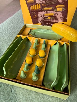 Vintage 1950 ' s Serv - Rite Deluxe 18 Piece Corn Service Set Box 4