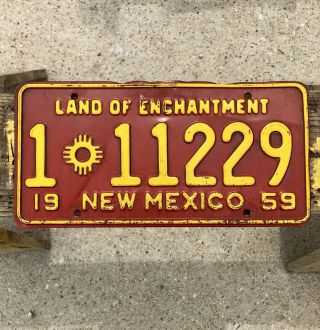 1959 Mexico License Plate Santa Fe County Land Of Enchantment 1 - 11229