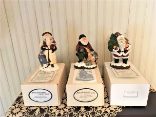 Three June Mckenna Collector’s Society Santas 1995,  6,  7 Orig.  Boxes Exc