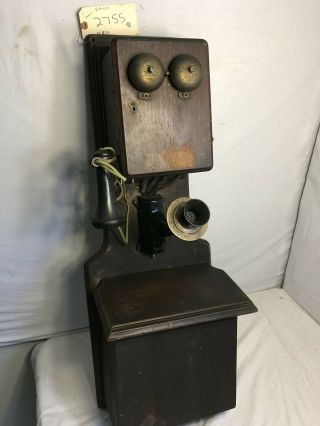 Antique Telephone T.  L.  Hall Walnut Db,  No Ring,  Mag And Ringer Test Ok (2755)