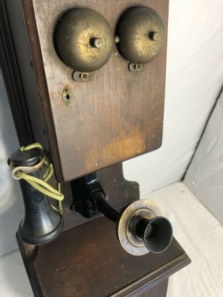Antique Telephone T.  L.  Hall Walnut DB,  No Ring,  Mag And Ringer Test Ok (2755) 7