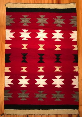 Navajo Double Saddle Blanket,  Handspun & Mohair,  C1940