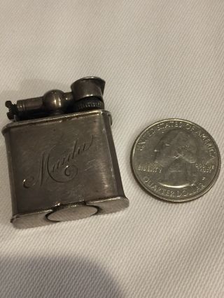 Vintage Small Size Sterling Silver Lift Arm Pocket Lighter - Made In Mexico 2