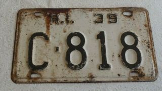 1939 Rhode Island License Plate C818