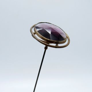Antique Hatpin Large Faceted Lavender Glass Hat Pin,  NR 2