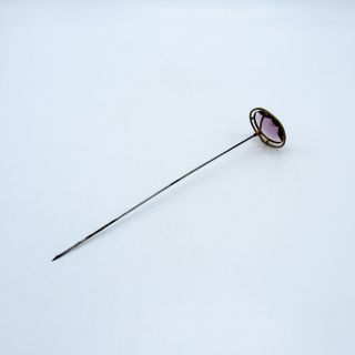 Antique Hatpin Large Faceted Lavender Glass Hat Pin,  NR 5