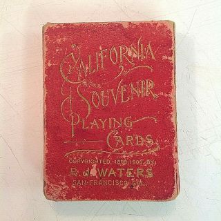 Vintage 1900 Deck Souvenir Playing Cards California Vistas W/case Rj Waters Wow