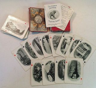 Vintage 1900 Deck Souvenir Playing Cards California Vistas w/Case RJ Waters Wow 5