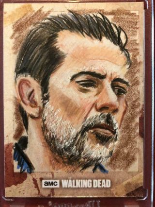 The Walking Dead Sketch Card By Phil Hassewer Of Negan 1/1