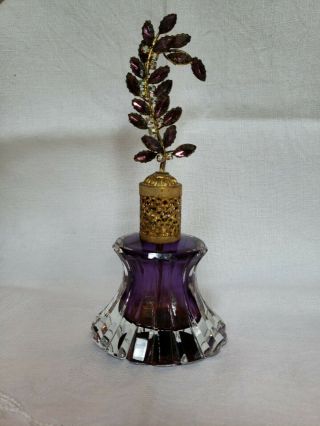 Vintage Irice Sommerso Art Glass Perfume Bottle W/ Rhinestones West Germany