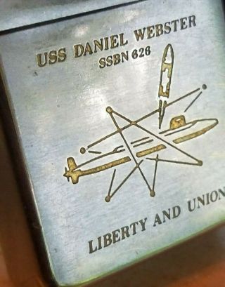 Vintage Uss Daniel Webster Zippo Lighter - Liberty And Union