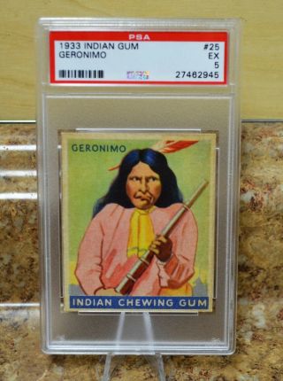 1933 Goudey Indian Gum 25 Geronimo Trading Card Psa Graded Ex 5