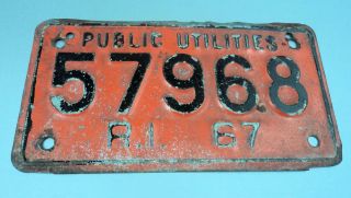Vintage License Plate 1967 Rhode Island Public Utilities Small Plate
