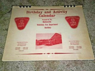 1973 Bentonville Indiana Fire Department Calendar In Connersville Rushville