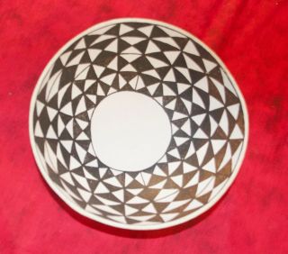 Anasazi Pottery Bowl Black On White Geometric Design