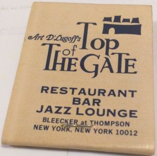 Art D ' Lugoff VILLAGE GATE/TOP of the GATE Matchbook NYC YORK CITY Greenwich 3