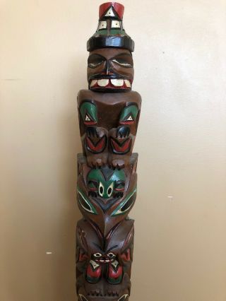 John Williams Wooden Carved Totem Pole 26” Native American Nootka Pac Northwest 7