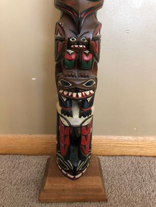 John Williams Wooden Carved Totem Pole 26” Native American Nootka Pac Northwest 8