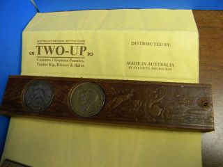 Australia Betting Game Two - Up Vintage Carved Wood Kip