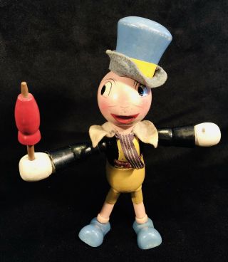 Ideal Toy Co Jiminy Cricket & Pinocchio Jointed Wooden Figures Walt Disney 7